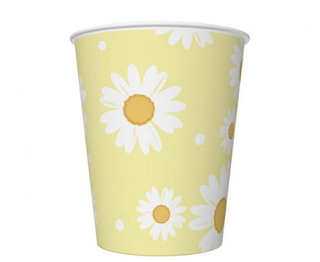 KUBECZKI PAPIEROWE ŻÓŁTE STOKROTKI 6 SZT 