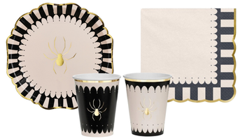 ZESTAW PAJĄK HALLOWEEN TALERZYKI+KUBECZKI+SERWETKI