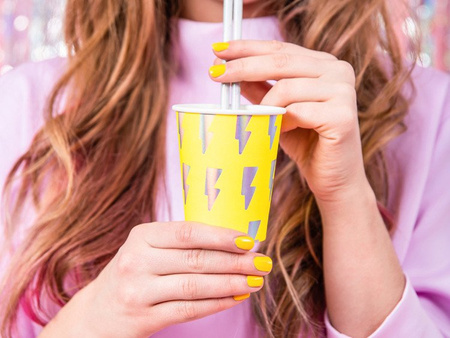 Kubeczki Electric Holo neonowy żółty 260ml 6 szt.