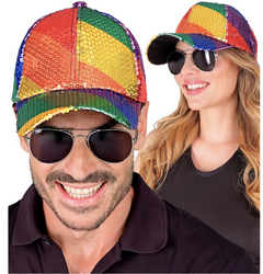 CZAPKA TĘCZOWA Z CEKINAMI