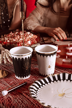 KUBECZKI PAPIEROWE PAJĄK 400 ML 6 SZT HALLOWEEN