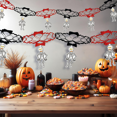 GIRLANDA PAPIEROWA NIETOPERZE SZKIELETOR 15x200 CM