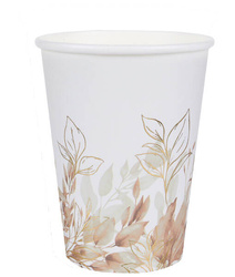 KUBECZKI PAPIEROWE KOMUNIA GAŁĄZKI BEŻOWO-ZŁOTE 270 ML 10 SZT.