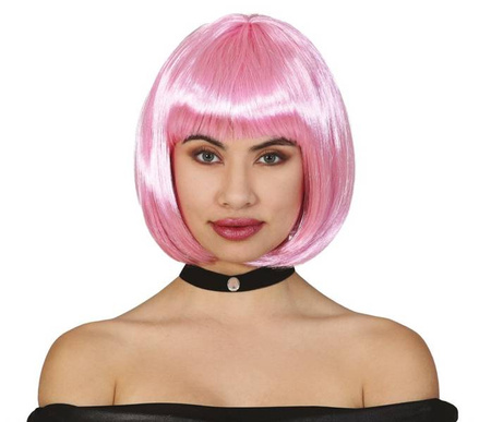 PERUKA  BOB Z GRZYWKĄ RÓŻOWA