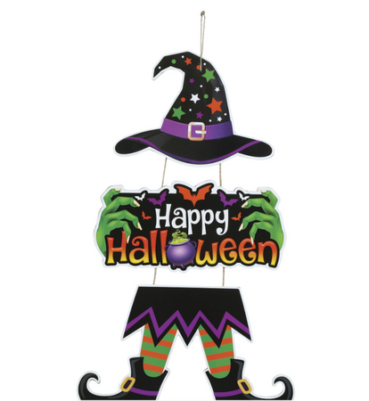 DREWNIANA DEKORACJA HAPPY HALLOWEEN CZAROWNICA 31X59 CM