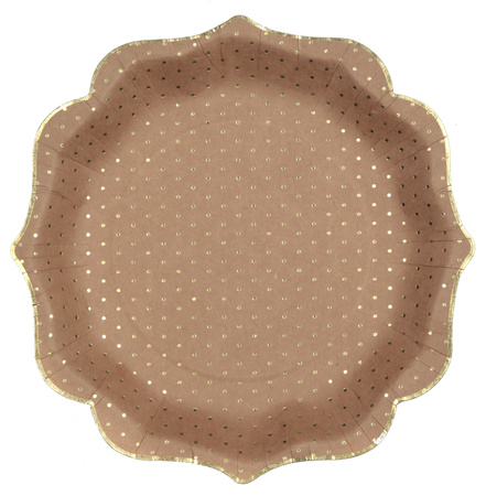 TALERZYKI PAPIEROWE ZŁOTE KROPKI KRAFT 21 CM 10 SZT