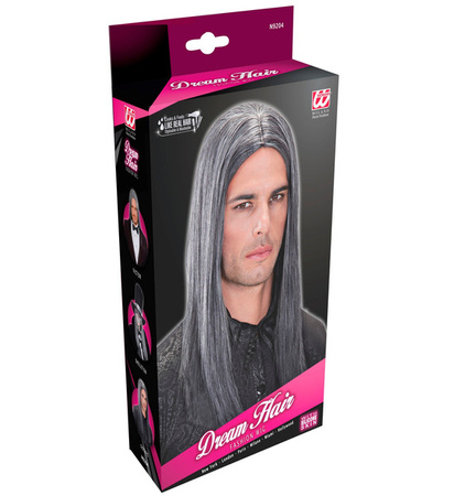 PERUKA DŁUGA PROSTA SZARA