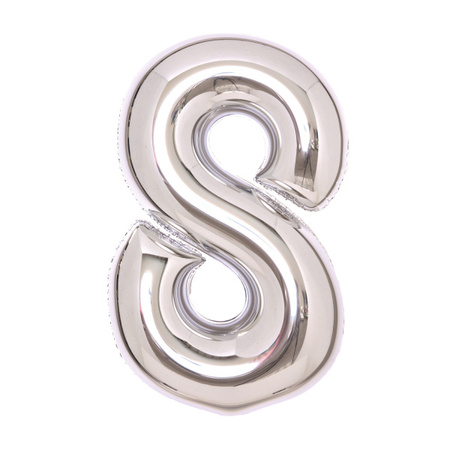 BALON FOLIOWY CYFRA 8 SREBRNY 66 CM