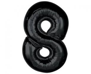 BALON FOLIOWY CYFRA 8 CZARNA 92 CM
