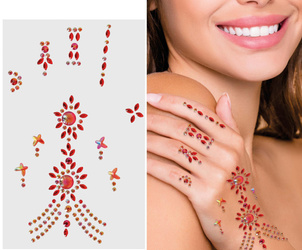 NAKLEJKI KRYSZTAŁKI NA DŁOŃ CZERWONE