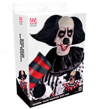 PERUKA KLAUN Z ŁYSINĄ CZARNA