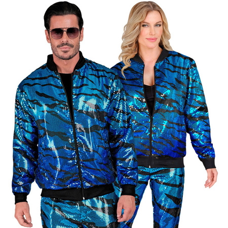 KURTKA CEKINOWA NIEBIESKO CZARNA BOMBERKA