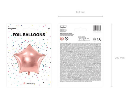BALON FOLIOWY GWIAZDKA 70cm RÓŻOWE ZŁOTO
