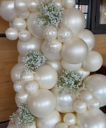 ZESTAW BALONY PERŁOWE BIAŁE I PEREŁKI 