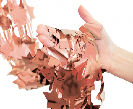 KURTYNA GWIAZDKI METALICZNA RÓŻOWA 100 X 200 CM