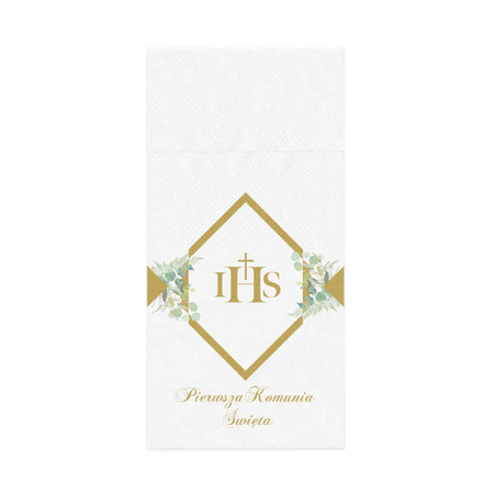 SERWETKI KIESZONKI NA SZTUĆCE KOMUNIA EUKALIPTUS