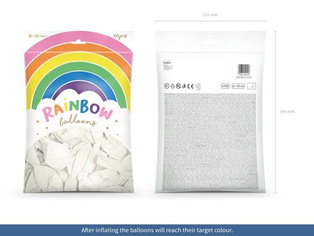 BALONY RAINBOW 30 CM PASTEL BIAŁY, 100 SZT.