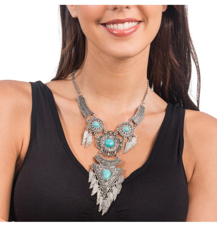  NASZYJNIK INDIAŃSKI SREBRNY