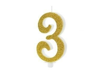 ŚWIECZKA URODZINOWA CYFRA 3 ZŁOTA