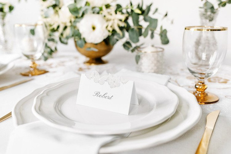 Wizytówki na stół Motylki, 9,2 x 5,7cm (1 karton / 50 op.) (1 op. / 10 szt.)