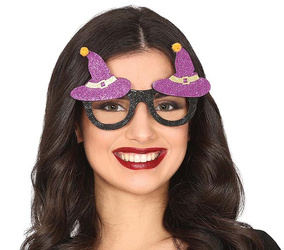 OKULARY KAPELUSZE CZAROWNICY BROKATOWE HALLOWEEN