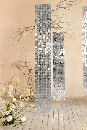 PANEL CEKINOWY KWADRATY SREBRNY 30X30 CM