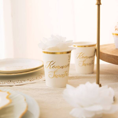 ZESTAW TALERZYKI I KUBECZKI KOMUNIA ZŁOTO