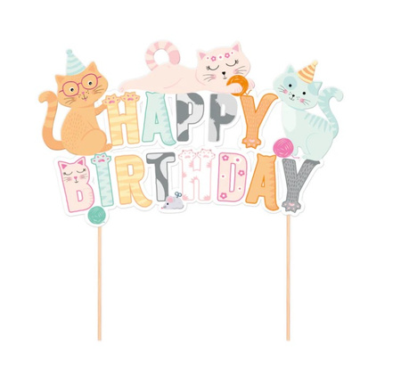 TOPPER NA TORT KOTKI 1 SZT 14,5 X 14 CM