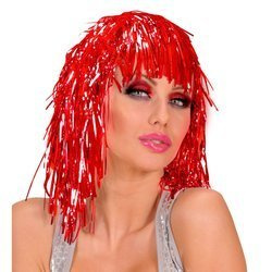 PERUKA Z LAMETY CZERWONA
