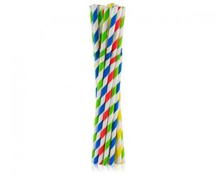 SŁOMKI PAPIEROWE W PASKI 6 X 200MM 100 SZT.