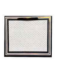 TORBA PREZENTOWA BIAŁO-CZARNA KROPKI ZŁOTE 18X23X10 CM