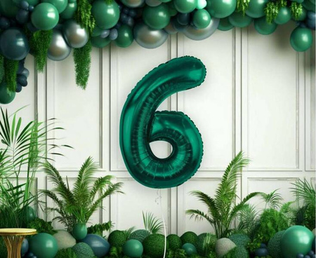 BALON FOLIOWY CYFRA 6 BUTELKOWA ZIELEŃ 85 CM 