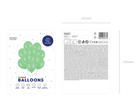 BALONY 27 cm PASTEL BRIGHT GREEN 10 szt