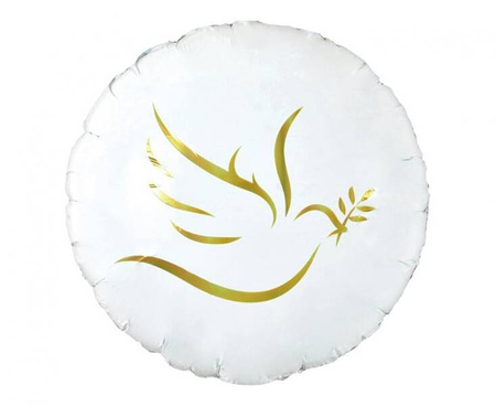 BALON FOLIOWY ZŁOTY GOŁĄBEK OKRĄGŁY 36 CM