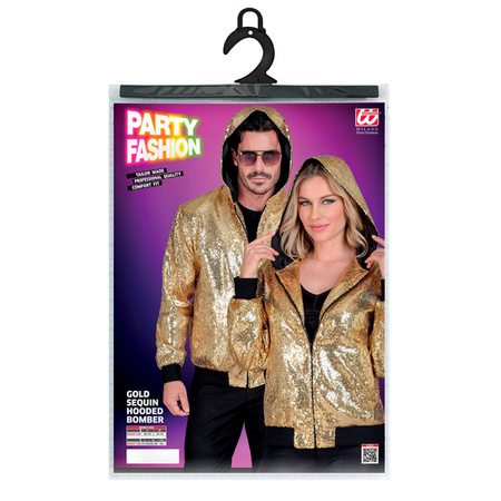 KURTKA CEKINOWA ZŁOTA BOMBERKA Z KAPTUREM