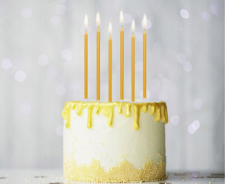 ŚWIECZKI URODZINOWE METALICZNE ZŁOTE 6 SZT.