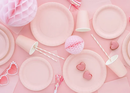 TALERZYKI PAPIEROWE JASNY RÓŻOWY 23 CM 6 SZT