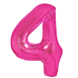 BALON FOLIOWY CYFRA 4 CIEMNORÓŻOWY 100 CM