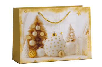 TORBA PREZENTOWA ZŁOTA BOMBKA 26 X 32 X 10 CM