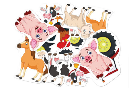 DEKORACJA DWUSTRONNA FARMA ZWIERZĘTA 12 SZT.