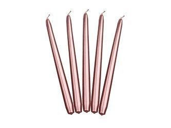 ŚWIECA STOŻKOWA 24 cm RÓŻOWE ZŁOTO 10szt