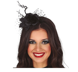 OPASKA CZARNA RÓŻA Z WOALKĄ