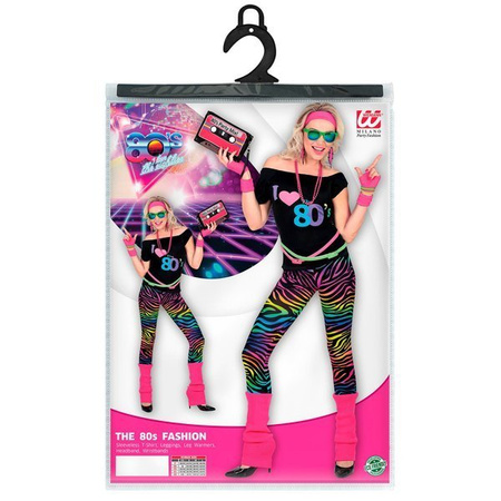 STRÓJ MODA LAT 80 KOSZULKA LEGINSY OPASKI