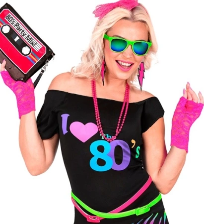 RĘKAWICZKI KORONKOWE RÓŻOWE NEONOWE