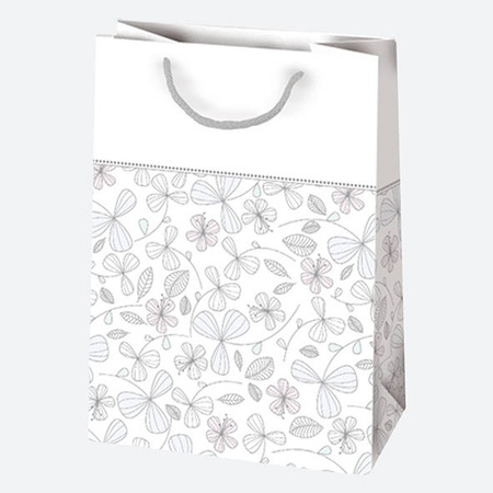 TORBA NA PREZENTY BROKATOWE KWIATY 23X32X11 CM