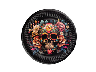 TALERZYKI PAPIEROWE DIA DE LOS MUERTOS 18 CM