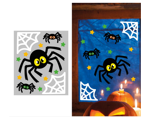 ŻELOWE NAKLEJKI NA OKNO PAJĄKI HALLOWEEN
