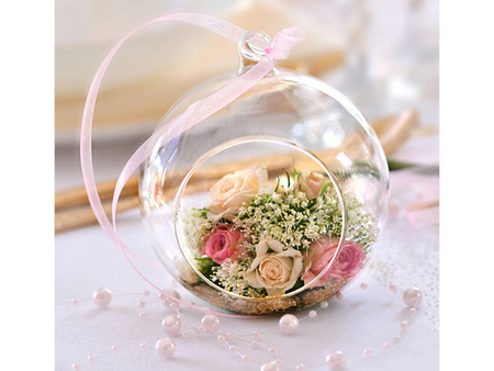 KULE SZKLANE ZE WSTĄŻKĄ 10 CM 4 SZT.