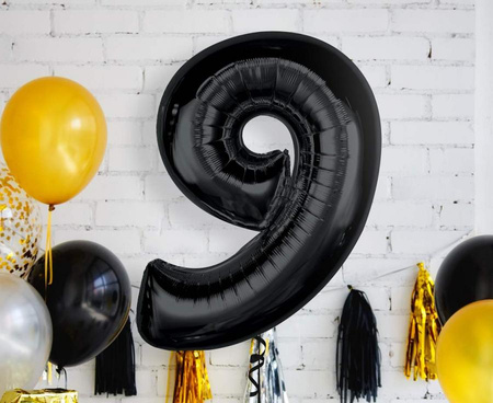 BALON FOLIOWY CYFRA 9 CZARNA 92 CM