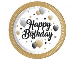 TALERZYKI PAPIEROWE HAPPY BIRTHDAY MILESTONE 23CM 8 SZT.
